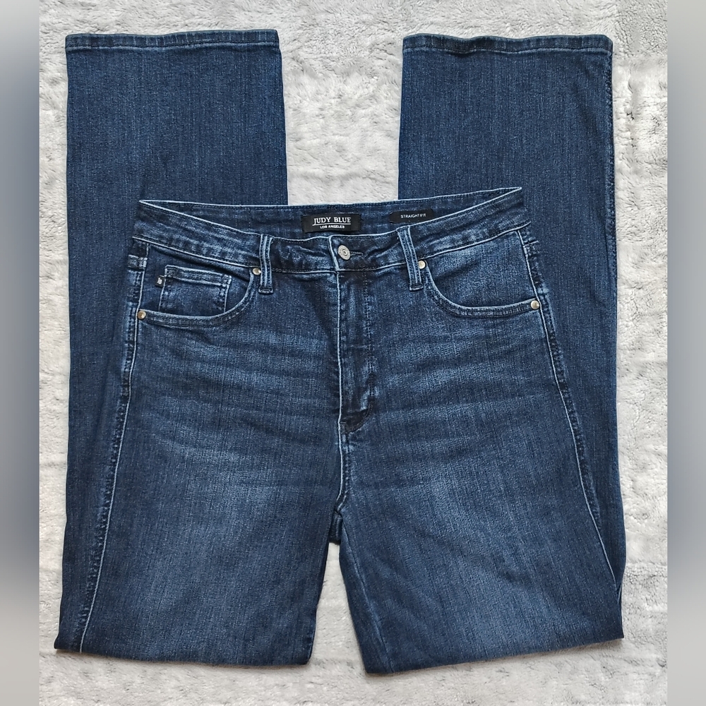 Judy Blue Mid Rise Tummy Control Straight Jeans Women's 15/32 Classic Effortless - Picture 6 of 13